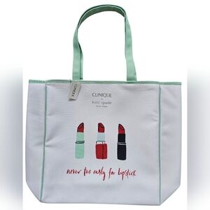 Kate Spade x Clinique Collaboration Tote Bag - White and Mint, NEW WITH TAGS